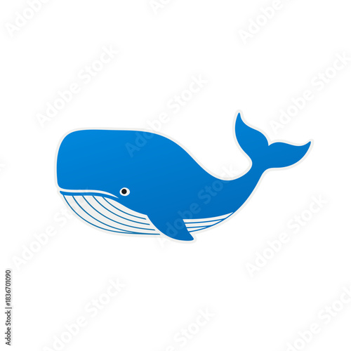 Illustration Of A Blue Whale With White Outline On Black Background Showing Its Body And Tail Fin