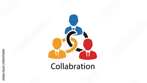 Vibrant conceptual icon representing effective business collaboration, outlining successful teamwork, mutual support, and shared objectives among diverse individuals