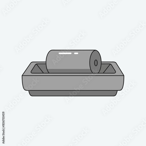 Stylized illustration of traditional grinding stone on white backdrop