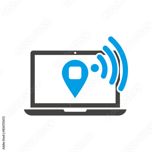 Local wifi connection on laptop showing map pin perfect for digital nomad lifestyle and travel blog showcasing location based services.