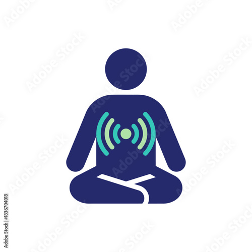 mindful meditation person in lotus position with radiating energy promoting wellness and balance perfect for holistic health blogs or relaxation apps
