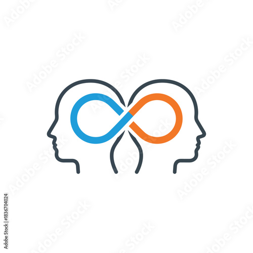 mental health connection two people linking minds with infinite loop symbolizing psychology therapy awareness and support perfect for mental wellness blogs.