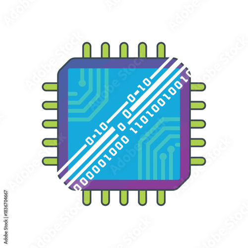 modern cpu chip design illustrating technology advancement binary code integration for innovative computing ai development and high-tech applications