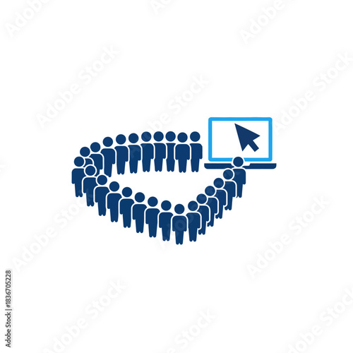 online audience engaging with content on a laptop a group of users virtually connecting ideal for illustrating digital reach and virtual collaboration