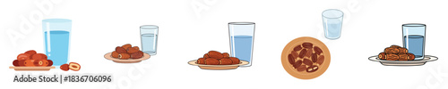 Dates Drink Illustration Flat Vector Fresh Dried Dates