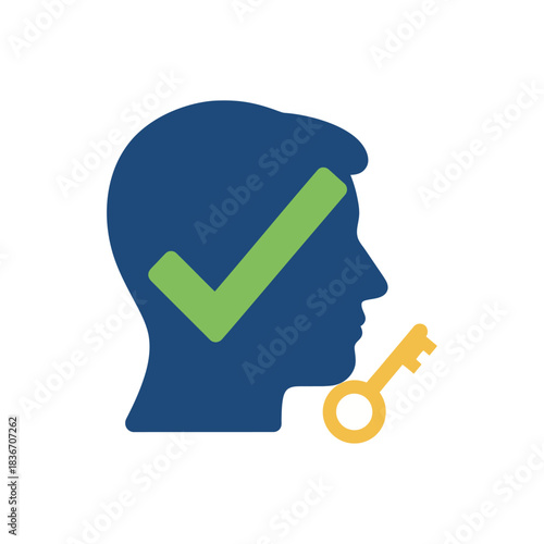 problem solving skills profile of person visualizing solutions with a tick concept illustrating finding answers and key strategies successful thinking