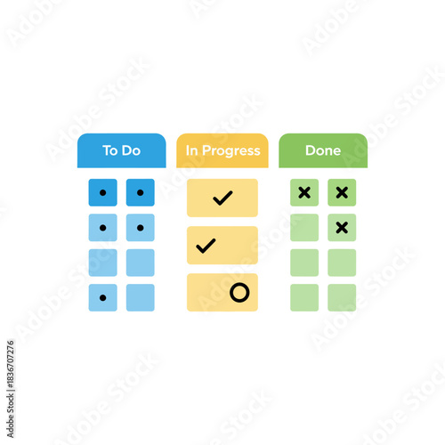 project workflow progress visualized depicting to do in progress and done stages on a colorful board ideal for illustrating task management