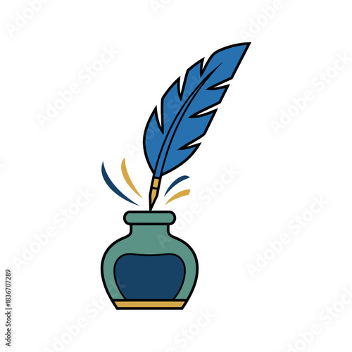 quill and ink illustrating writing process placed in an inkwell on a white background ideal for creative writing blogs and educational material.