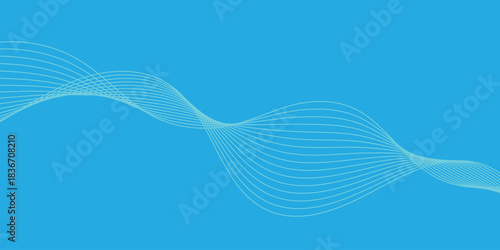 abstract creative blend wave line design on blue.