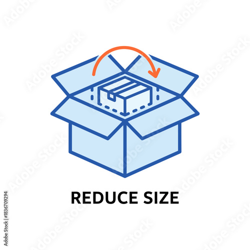 reduce size illustrating package optimization and efficiency in a carton box emphasizing cost savings and sustainability suitable for logistics websites.