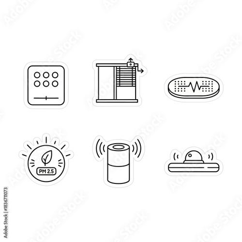 Smart home automation system icons representing modern living and convenience for tech enthusiasts and interior design content creators.