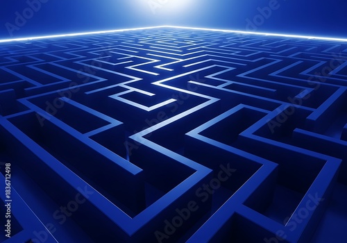 Abstract blue labyrinth design symbolizing challenge and complexity concept