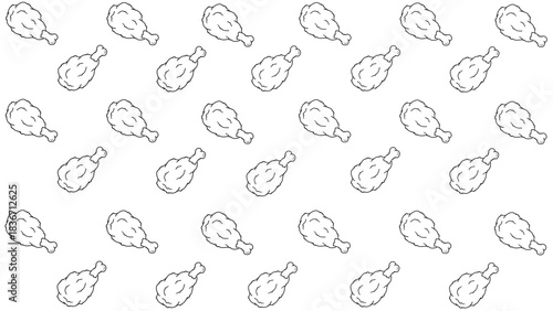 Seamless pattern of chicken legs. Hand drawing Doodle chicken legs. Fried chicken doodle pattern background. Fried chicken Seamless Pattern for coloring kids books