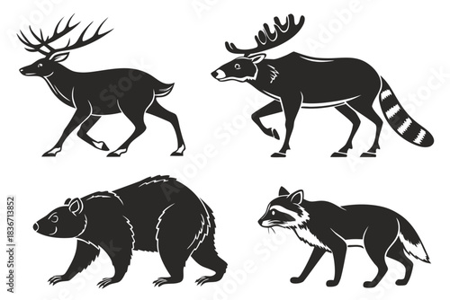 4---forest-mammals-6-icon-set---moose--elk--beaver