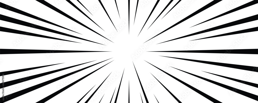 Obraz premium Dynamic Black and White Comic Book Speed Lines Background Vector Illustration