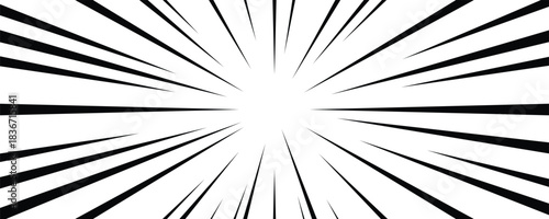 Dynamic Black and White Comic Book Speed Lines Background Vector Illustration
