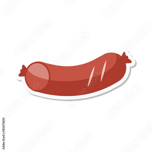 Single Grilled Sausage With Grill Marks On A Dark Background A Close Up Studio Shot Of A Brown Sausage With White Outline Ready For Consumption And Meal Preparation