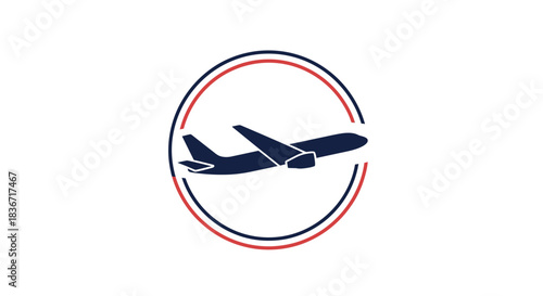 Airplane Icon with Circular Design for Travel and Transportation.