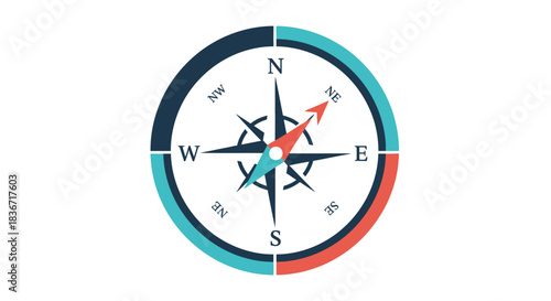 Compass Rose Navigation Tool Showing Cardinal Directions.