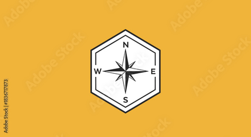 Compass Rose Emblem Navigational Tool Directional Guidance Navigation Symbol.