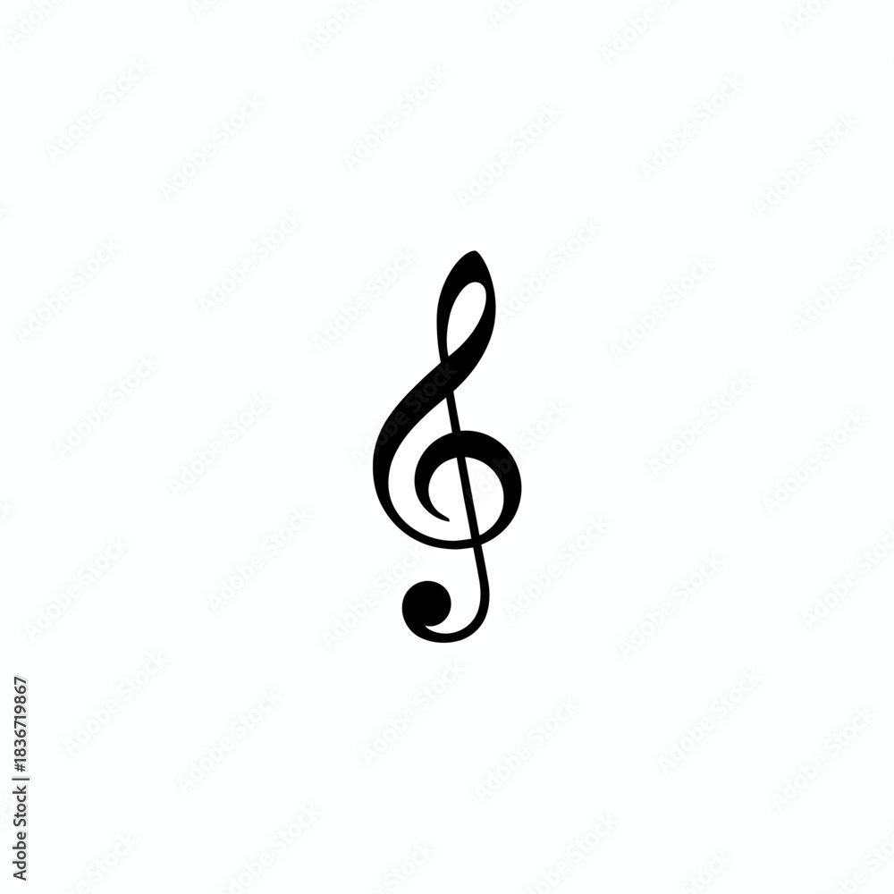 Obraz premium Black treble clef symbol centered on a white background