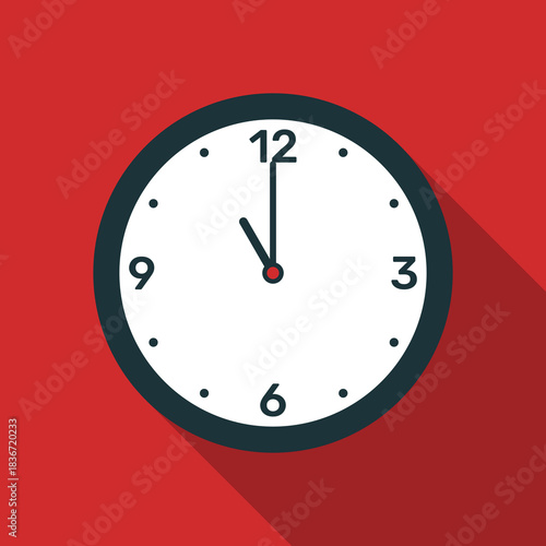 11 Minutes Analog Clock Icon white background .