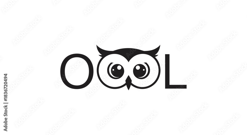 Fototapeta premium Minimalist Owl Logo Design with Stylized Typography.