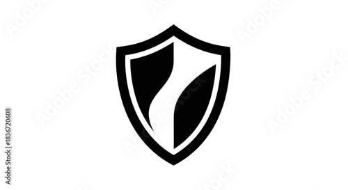 Shield Icon with Abstract Shape Security Symbol.