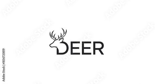 Elegant Deer Logo Design Featuring Antlers and Minimalist Typography.