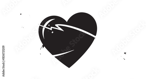 Abstract black heart with a winding road motif representing love, travel, and journey.