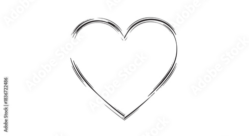 Minimal hand drawn heart outline simple line art symbol.