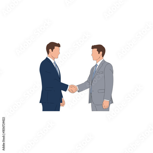 Two businessmen in suits shaking hands on a black background symbolizing agreement and partnership formal handshake sealing a deal in a professional setting