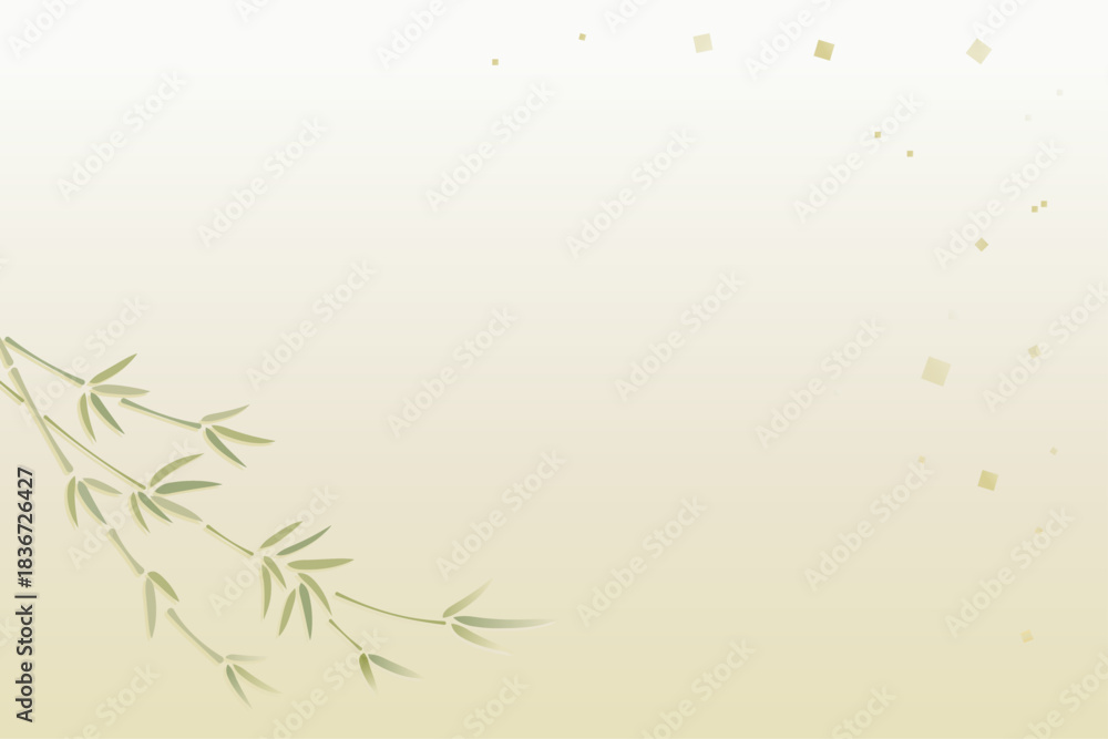 Naklejka premium Horizontal New Year Background with Bamboo Silhouette and Washi Gradient