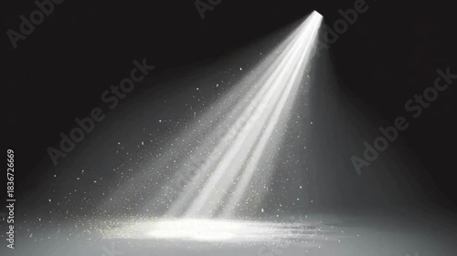 White Spotlight Shining Through Floating Particles in Darkness | Lighting Effect Video