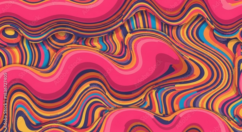 Fototapeta premium Vibrant wavy striped abstract pattern background