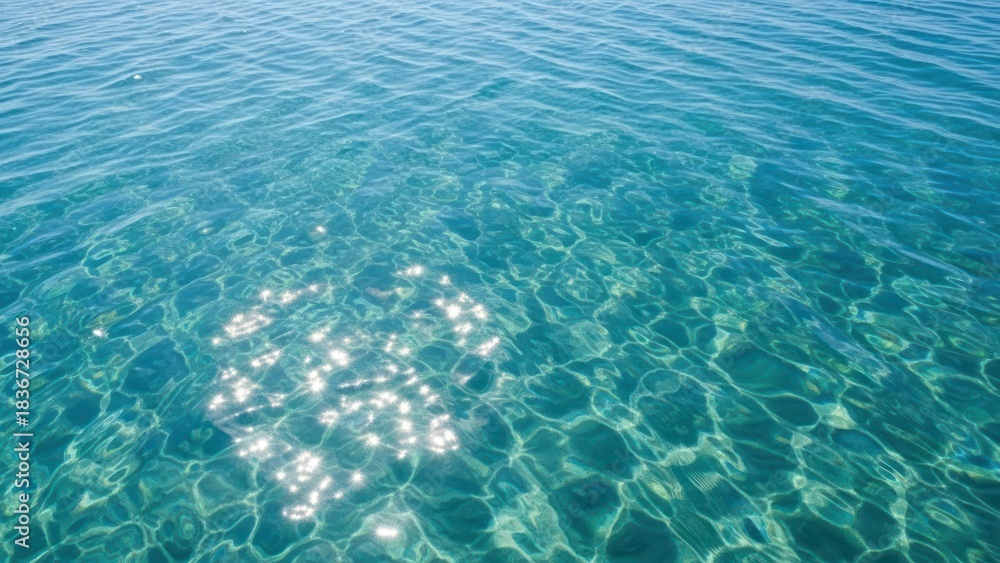 Obraz premium Clear turquoise water surface with sunlight reflections