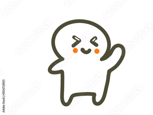 Cute Waving Smiling Character