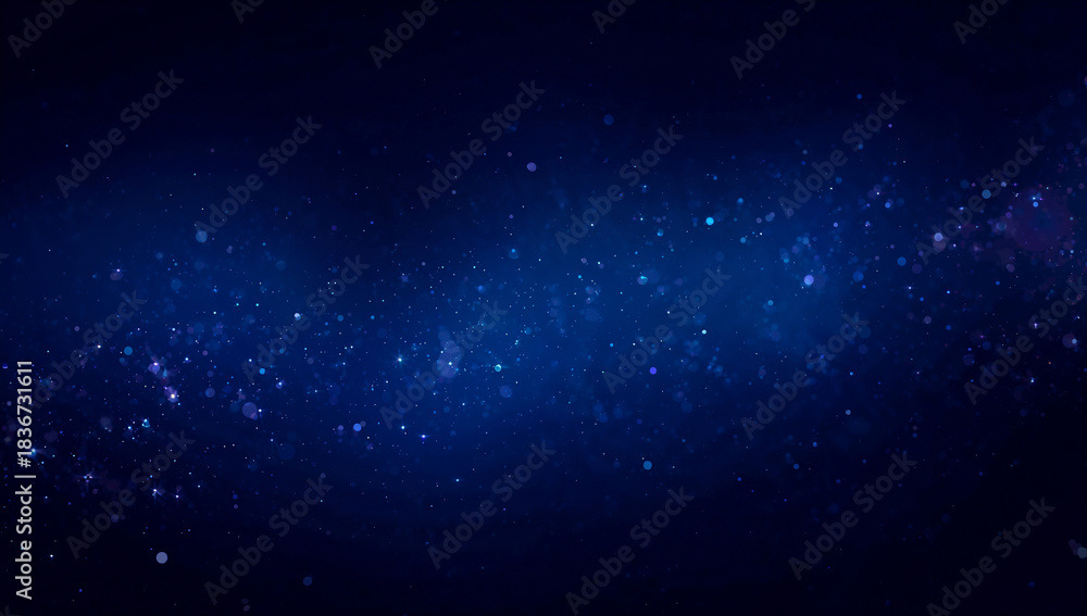 Obraz premium 濃い青とパープルが混ざるグラデーションに粒子が舞う幻想的な背景.生成AI