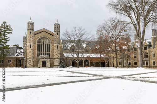 Law school at the University of Michigan after fresh snow