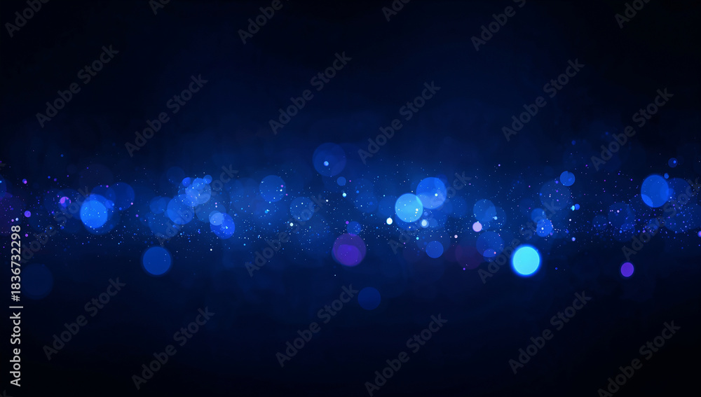 Obraz premium ダークブルーの空間に光の粒子が舞う高級感あるグラデーション抽象背景.生成AI