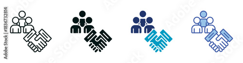 Partnership Icon Set Consisting of Multiple Styles Vector Illustration