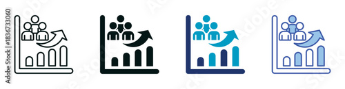 Community Growth Icon Set Consisting of Multiple Styles Vector Illustration