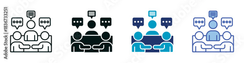 Meeting Icon Set Consisting of Multiple Styles Vector Illustration