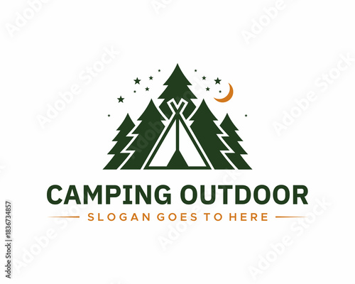 summer outdoor camping vector logo