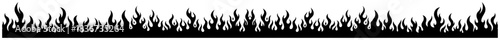 Black fire flames silhouette border vector illustration showing horizontal burning blaze pattern suitable for frame or divider