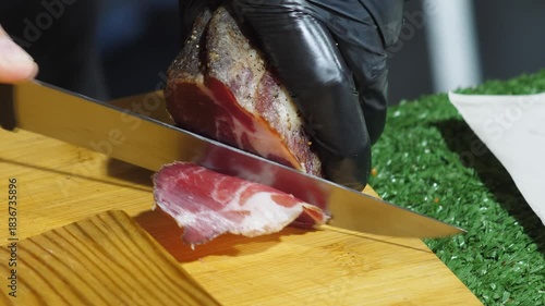 Expertly Slicing Delicious Charcuterie for Tasty Dishes