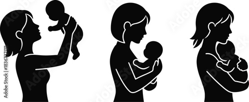 Mother, baby, silhouette, bonding, love, care, parenting, emotional, connection, nurturing, embrace, affection, motherhood, cradle, tenderness, support, maternal, holding, newborn