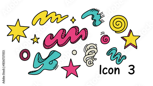 Colorful retro graphic design elements and shapes, perfect for modern designs