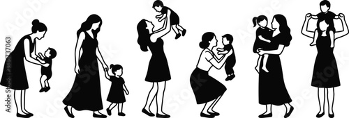 Mother, child, bonding, silhouette, family, love, nurturing, parenting, affection, playful, caring, motherhood, connection, embrace, support, togetherness, happiness, interaction, maternal