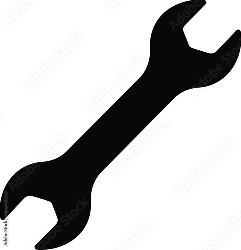 Silhouette of open-end wrench — mechanical tool reference for repair, maintenance, engineering, and industrial design themes